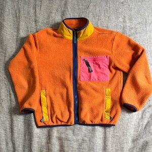 Patagonia Synchilla Block Orange & Pink Fleece Women Extra Small, Youth Large